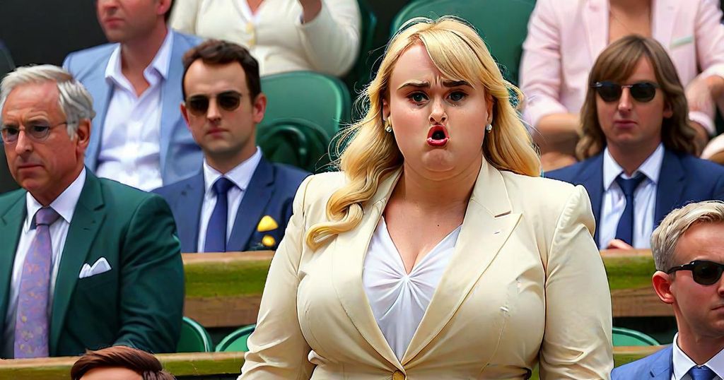 “Rebel Wilson Stuns in Floral Suit at the Wimbledon Tournament”