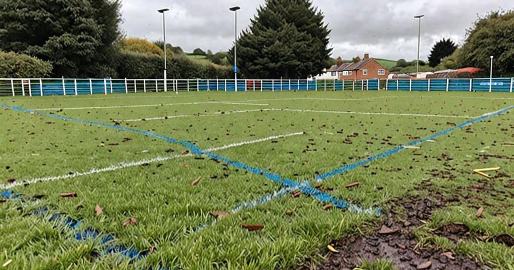 Travellers Depart from Crediton Leaving Damaged Rugby Pitch in Their Wake